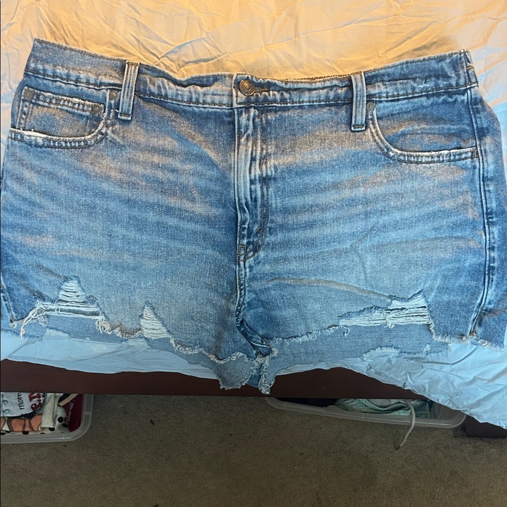 Aerie Blue Distressed Jean Shorts